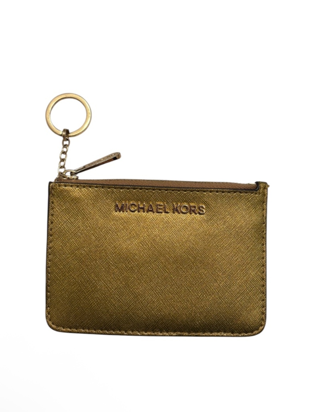Michael kors gold saffiano leather keyring cardholder wallet